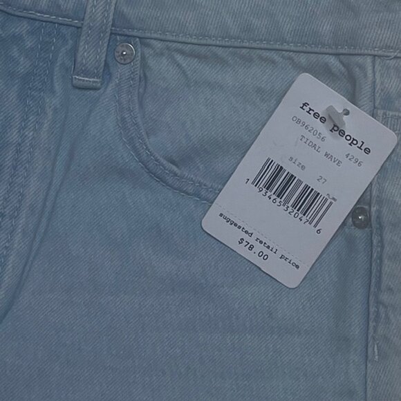 FREE PEOPLE We the Free Going Rogue Tidal Wave Button Fly Denim Jean Skirt - NWT - Picture 7 of 7